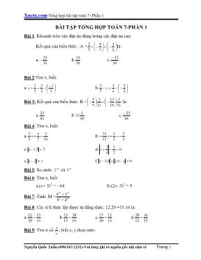 Bài tập tổng hợp Toán 7 - Phần 1